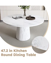 Streamdale Furniture Streamdale Round Mdf Dining Table for 4, Modern Farmhouse Kitchen Table