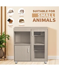 Aostirmotor 4-Tier Wooden Guinea Pig Cage – Hamster Habitat with Storage Cabinet & Acrylic Windows