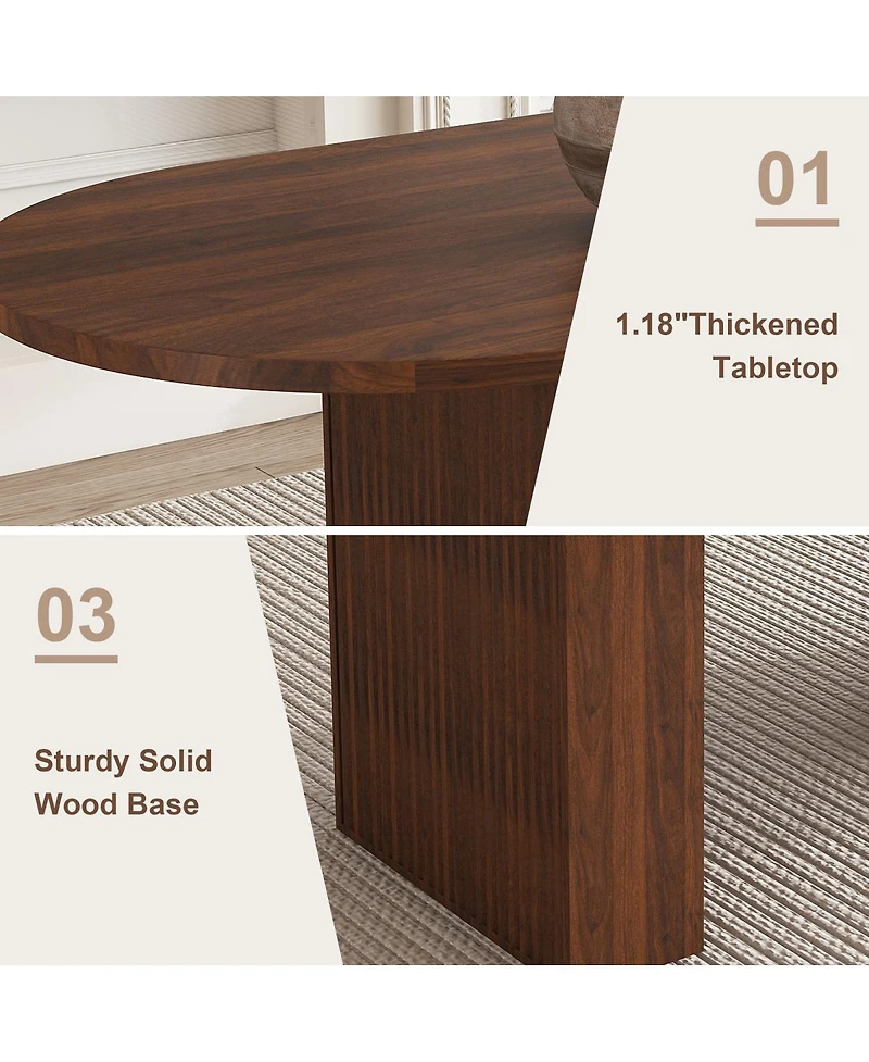 Streamdale Furniture Oval Dining Table for 6, Walnut Veneer, Modern Farmhouse, Waterproof, Scratch Resistant