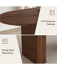 Streamdale Furniture Oval Dining Table for 6, Walnut Veneer, Modern Farmhouse, Waterproof, Scratch Resistant