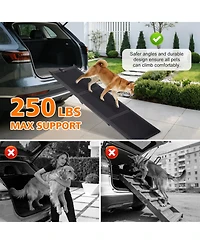 Aostirmotor Heavy Duty Foldable Dog Ramp for Large Dogs - Non-Slip Pet Ramp, Portable Car Stairs