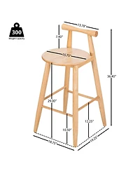 Streamdale Furniture Grove Indoor Rubberwood Barstool, Natural Finished, Set of 2