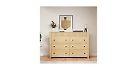 gaomon 6 Drawer Dresser for Bedroom, Wooden Chest of Drawers, Fluted Tv Stand, Storage Organizer for Living Room