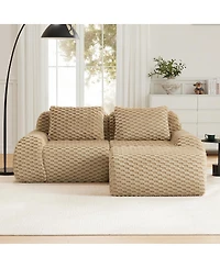 Streamdale Furniture Modern L-Shaped Flannelette Sectional Sofa with Movable Ottoman