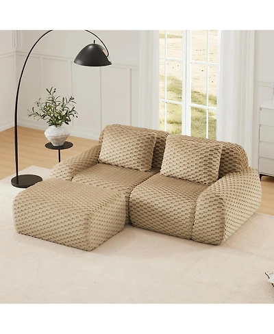 Streamdale Furniture Modern L-Shaped Flannelette Sectional Sofa with Movable Ottoman