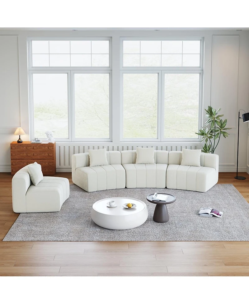Streamdale Furniture Chenille Curved Sectional Sofa with Pillows