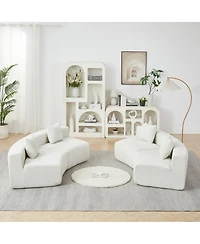 Streamdale Furniture Chenille Curved Sectional Sofa with Pillows