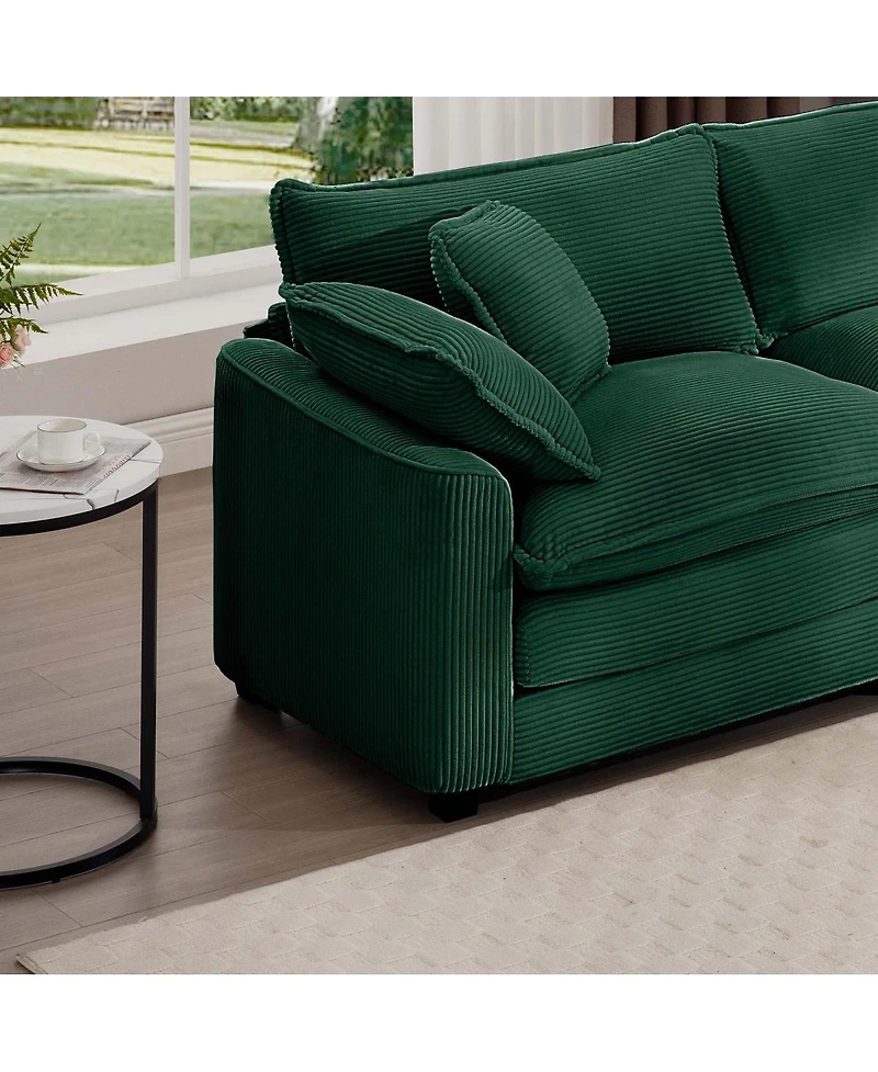 Streamdale Furniture Luxurious Green Corduroy Sofa Set - 2 Single, 1 3-Seater