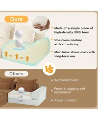 Streamdale Furniture Modern Modular Sectional Sofa - Cream, 4-Seater Flannelette Couch