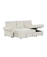 Streamdale Furniture 95" Convertible Sectional Sleeper Sofa w/ Storage Chaise & Cup Holders