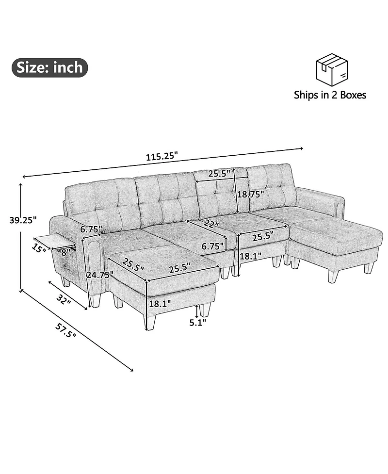 Streamdale Furniture Modern U-shaped Sectional Sofa