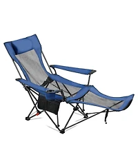 Mecale Reclining Camping Chair with 4 Positions, Folding Lounger with Headrest and Footrest