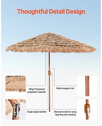 Mecale 9 Ft Thatched Tiki Patio Umbrella with Tilt and Metal Ribs