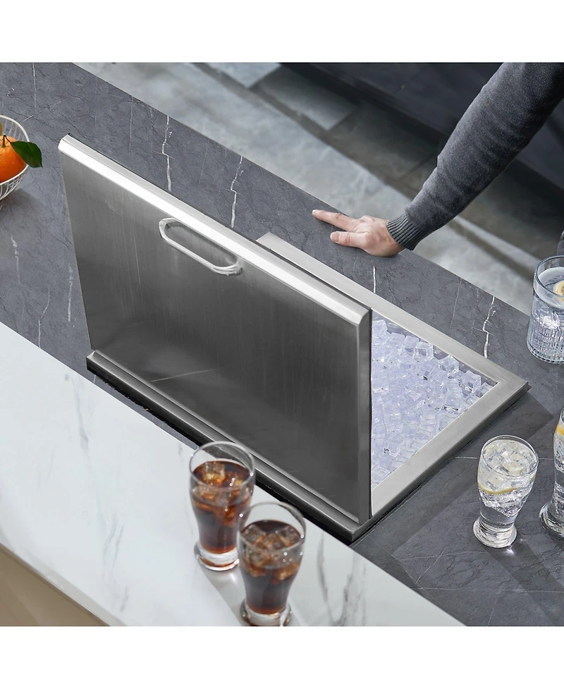 Mecale 20 x 16 x 13 Inch Drop-In Stainless Steel Ice Chest, 40 Qt with Hinged Lid