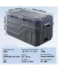 Mecale 25 L 12 Volt Dual Zone Car Refrigerator with -4°F to 68°F Range