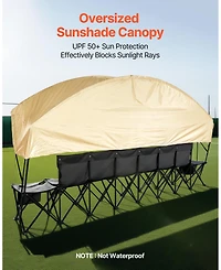 Mecale 6-Seat Portable Folding Sports Bench with Sunshade and Cup Holders