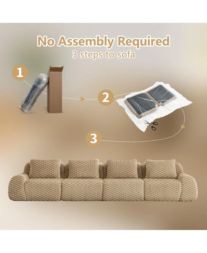 Streamdale Furniture Modern Modular Sectional Sofa, Flannelette, Oversized 4-Seater, Deep Seat