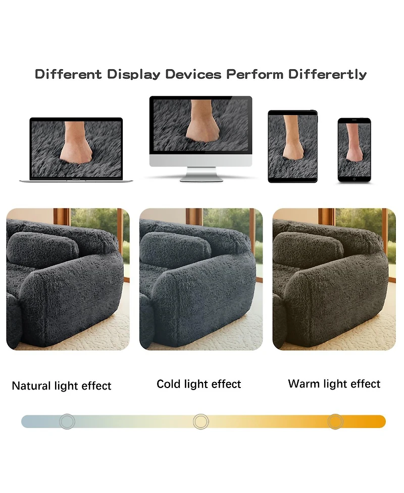 Streamdale Furniture Streamdale 114" Soft Fluffy Plush Modular Sectional Sofa w/ Ottoman & Pillows