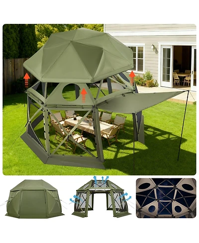Mecale 13 x 13 Ft Pop-Up Spherical Gazebo Screen Tent for 10-12 People