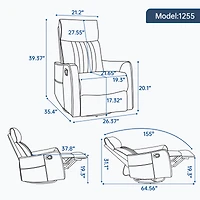 Streamdale Furniture Beige Fabric Heat Massage Rocker Swivel Recliner
