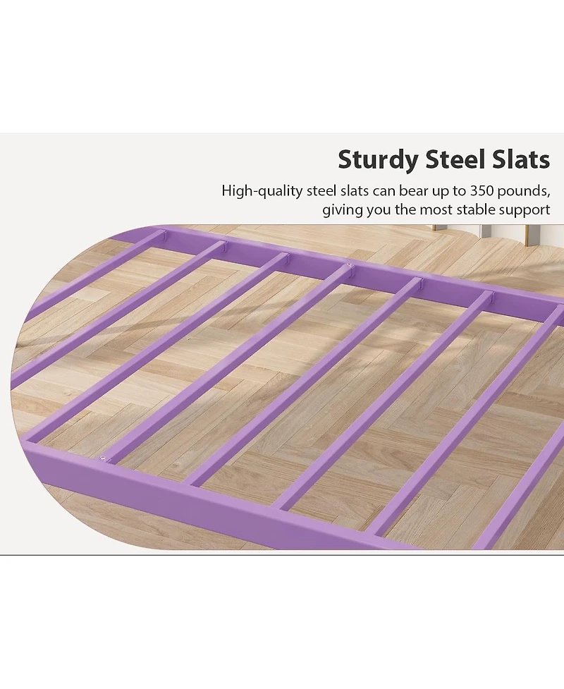 gaomon Daybed Frame Metal Platform Sofa Bed Stylish Headboard Heavy Duty Steel Slat Space Saver Guest No Box Spring