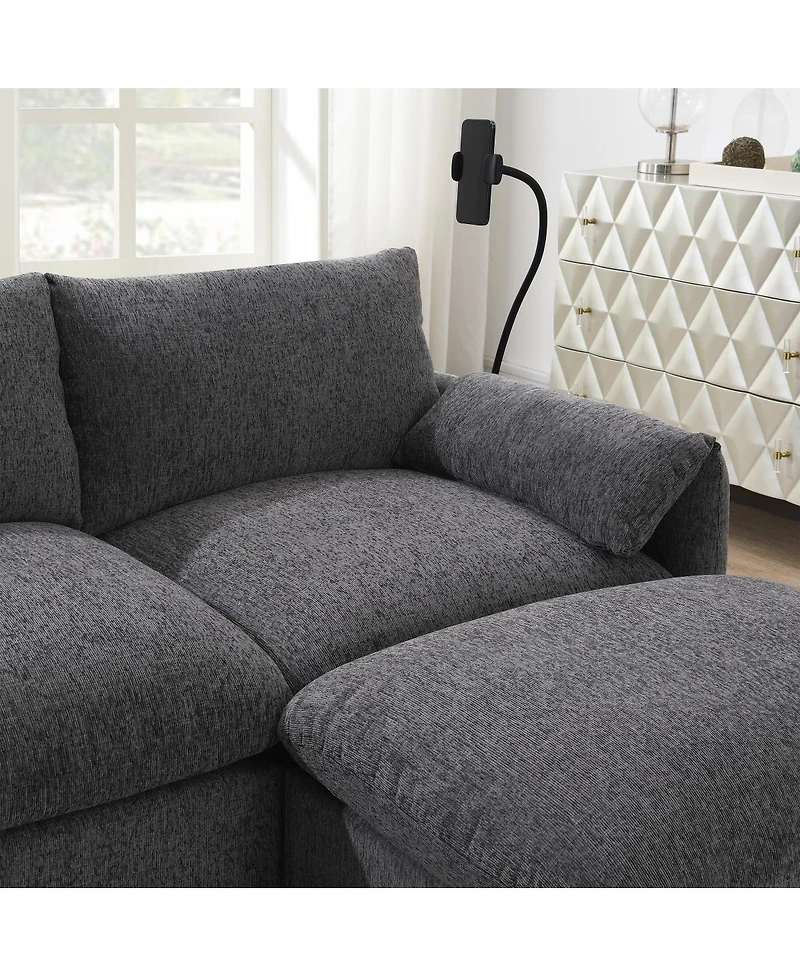 Streamdale Furniture 96.5" L-Shaped Sectional Sofa w/ Storage Ottoman, Usb Charger & Phone Holder