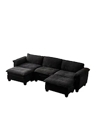 Streamdale Furniture Living Room Furniture Sofa Luxury Couch Three Seater with Two Ottomans