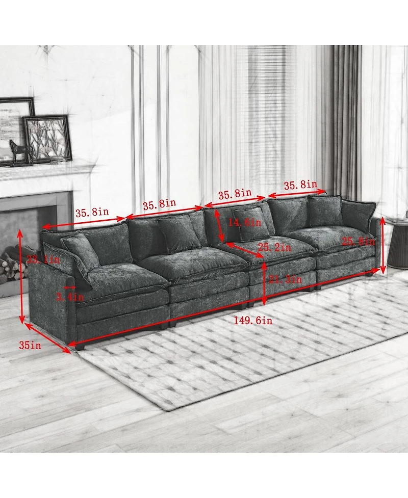 Streamdale Furniture Cloud Couch: Skin-friendly Chenille, Cloud-like Comfort, Modular Design