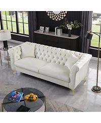 Streamdale Furniture Streamdale Chesterfield Stanford Sofa, Tufted, Wrinkled Fabric, Loverseater