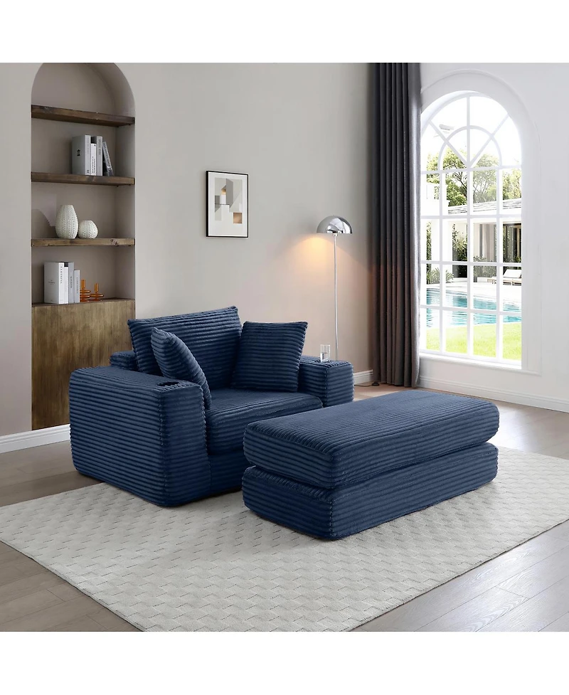 Streamdale Furniture 52.4" Boneless Chaise Lounge Indoor Oversized Cloud-Like Cozy Modular 3-in-1 Sofa Bed