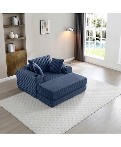 Streamdale Furniture 52.4" Boneless Chaise Lounge Indoor Oversized Cloud-Like Cozy Modular 3-in-1 Sofa Bed