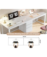 Tribesigns 78.7'' 2 Person Computer Desk with 3 Drawers, Extra Long Double Office Desk with Storage, Modern Dual Study Writing Table