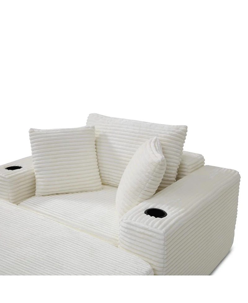 Streamdale Furniture 52.4" Oversized Corduroy Chaise Lounge Sofa Bed