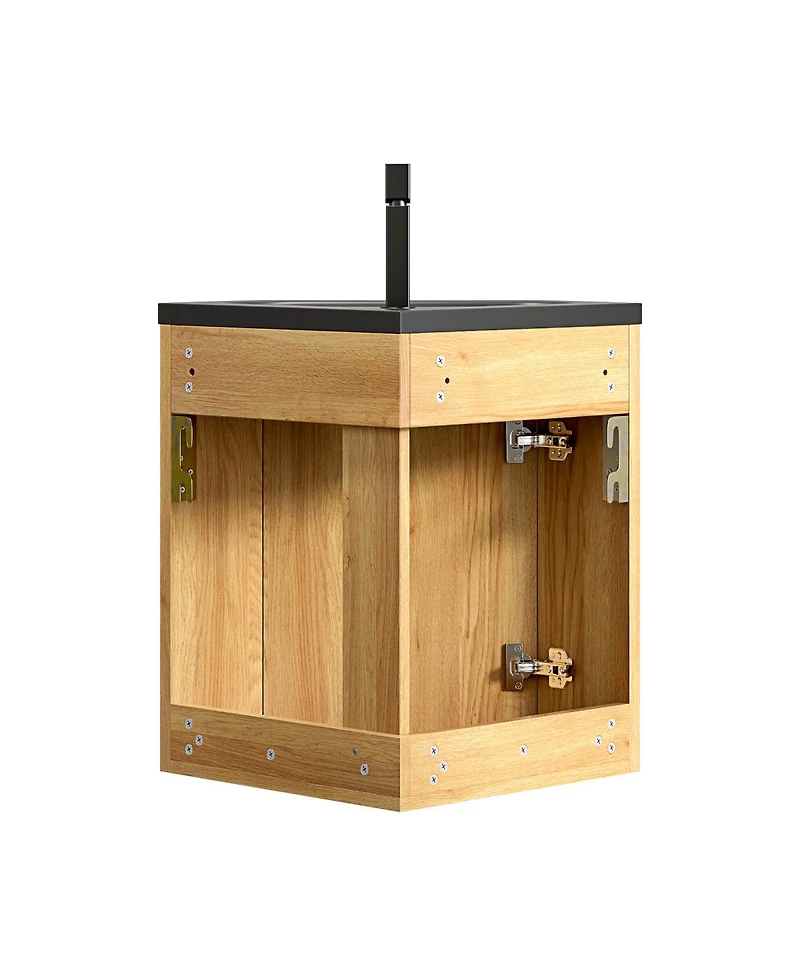 Sillysis 21" Corner Bathroom Vanity with Sink, Triangular Resin Basin, Soft Closing Door, Pre-assembled Small Space Storage Cabinet