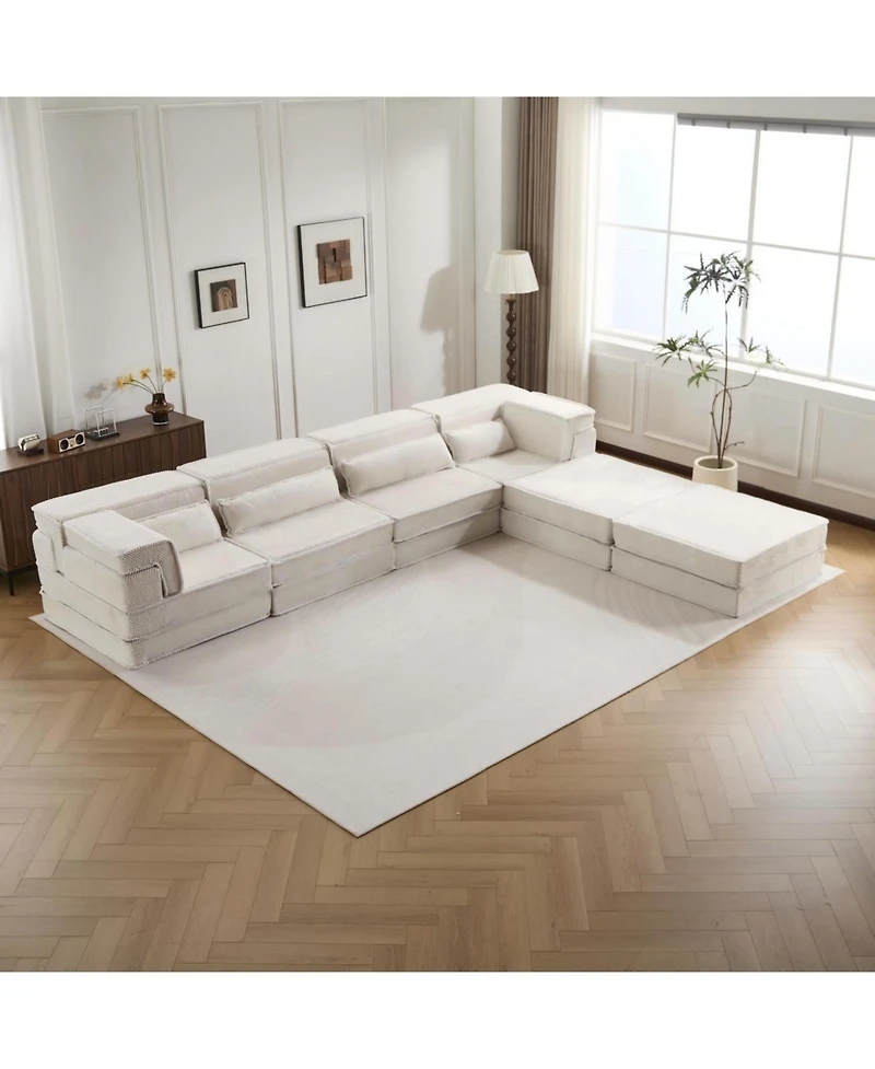 Streamdale Furniture Sofa, Convertible Floor Sofa Bed, Modular Sectional, 4 Seater w/ Ottomans