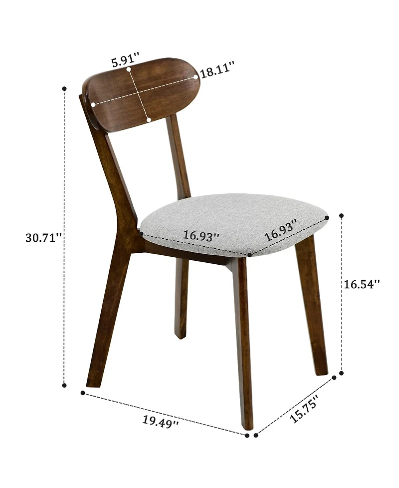 Streamdale Furniture Solid Wood Dining Chairs Set of 2, Mid Century Modern Upholstered Kitchen Chair