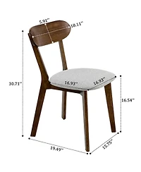 Streamdale Furniture Solid Wood Dining Chairs Set of 2, Mid Century Modern Upholstered Kitchen Chair