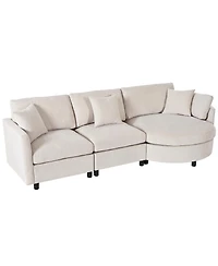 Streamdale Furniture Chenille Curved Chaise 3-Piece Sectional Sofa w/ Pillows