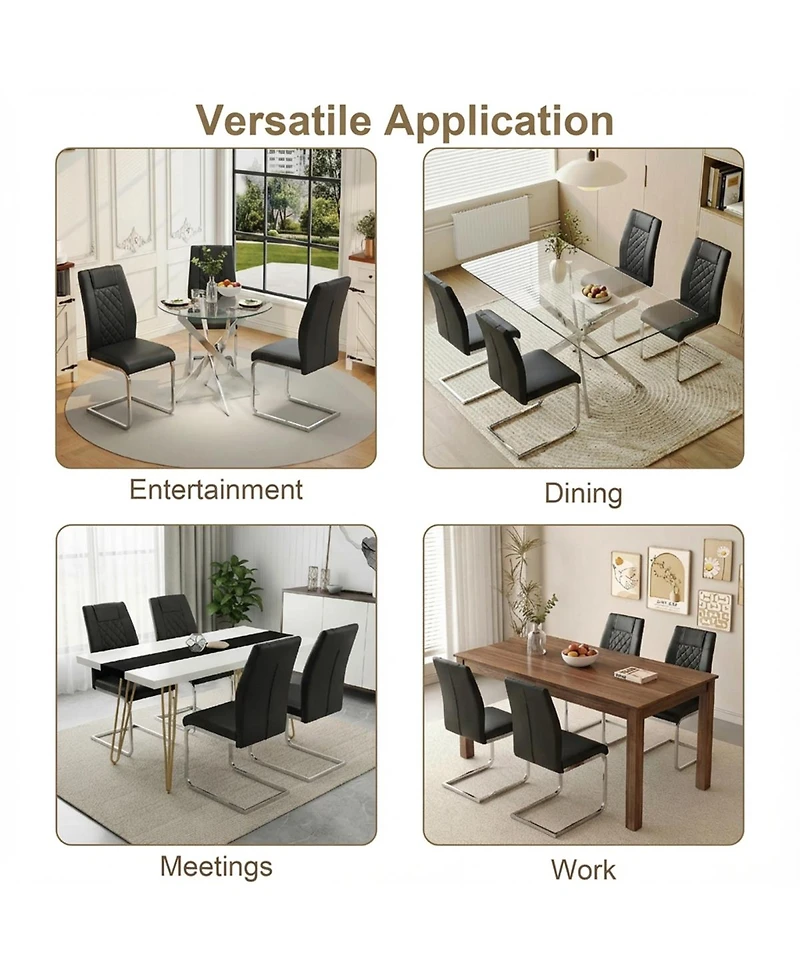 Streamdale Furniture High-Back Pu Leather Dining Chairs Set of 4, Modern Kitchen Chairs with Legs