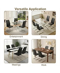 Streamdale Furniture High-Back Pu Leather Dining Chairs Set of 4, Modern Kitchen Chairs with Legs