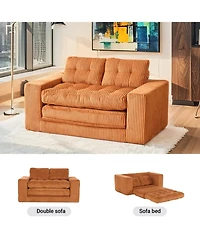 Streamdale Furniture Corduroy Loveseat Sofa Bed with Memory Foam - No Assembly, Convertible