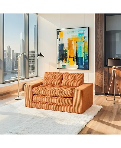 Streamdale Furniture Corduroy Loveseat Sofa Bed with Memory Foam - No Assembly, Convertible