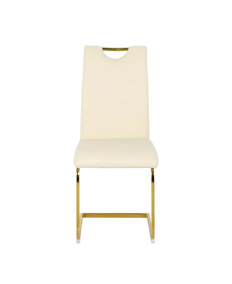 Streamdale Furniture Modern Pu Dining Chair with Gold Legs (Set of 4)