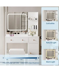 gaomon Makeup Vanity Set with 3-Mode Led Mirror, Stool