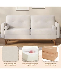 gaomon 65 Inch Loveseat Sofa Mid Century Modern Couch Comfortable Linen Upholstered Two Seat Deep Bedroom Office