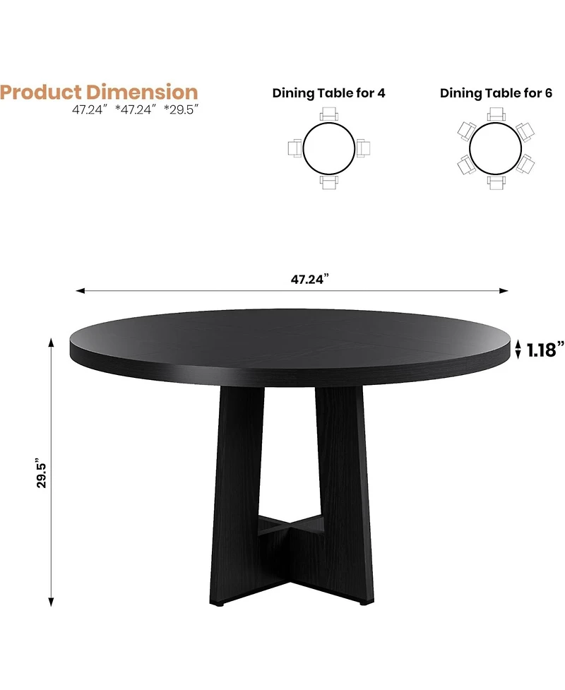 gaomon 47" Round Dining Table with Thickened Edge and Sturdy Pedestal Base