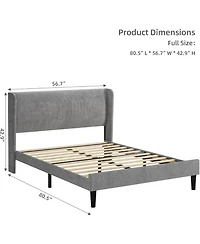 gaomon Upholstered Bed Frame With Wingback Velvet Upholstery Wooden Slats Box Spring Optional