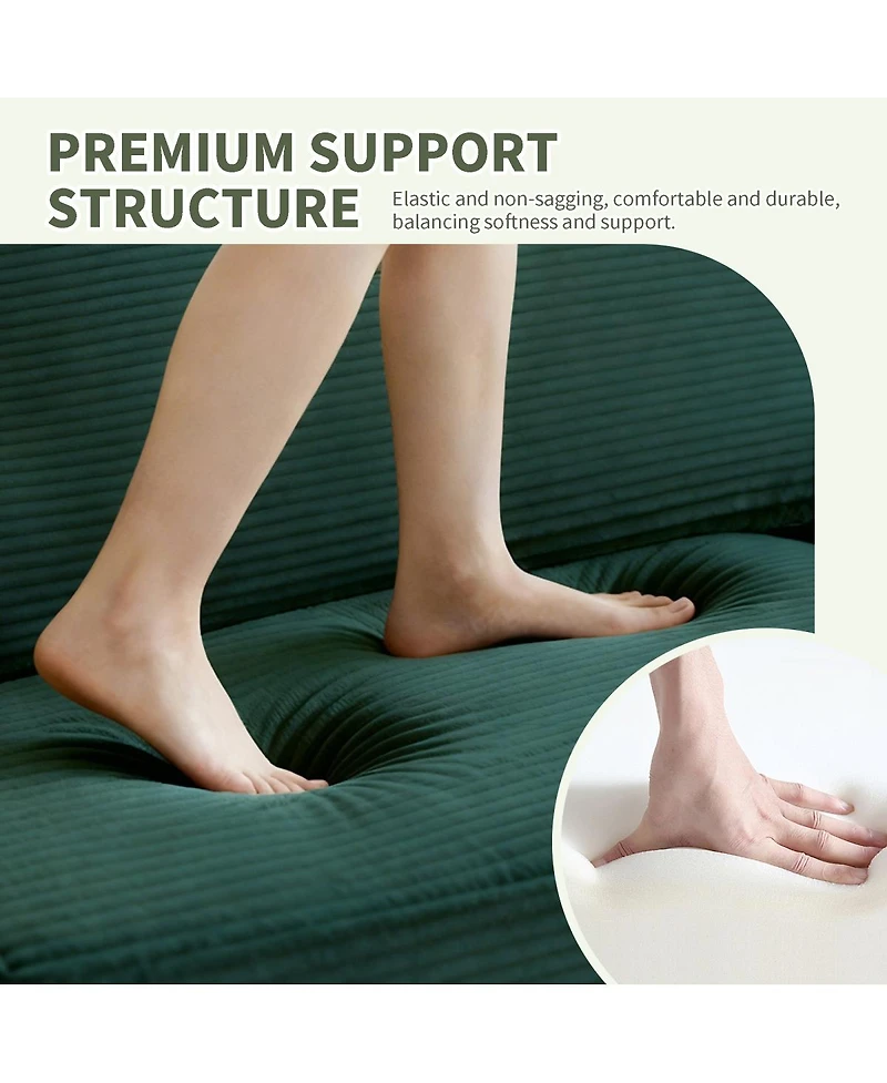 Streamdale Furniture Modern Corduroy 2-Seater Sofa with Removable Cushions & Padded Armrests