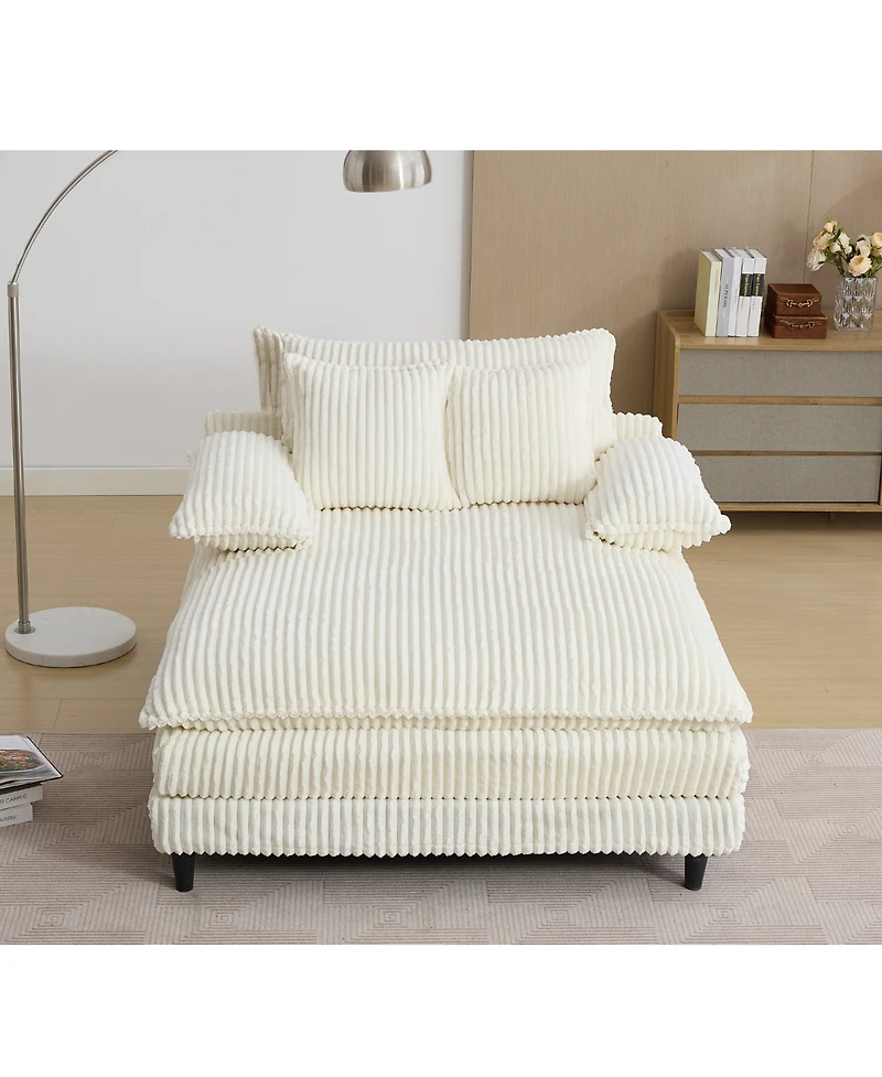 Streamdale Furniture Oversized Corduroy Chaise Lounge Sofa Bed with Pillows
