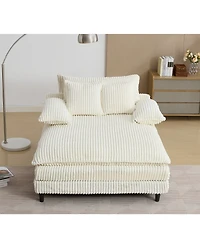 Streamdale Furniture Oversized Corduroy Chaise Lounge Sofa Bed with Pillows